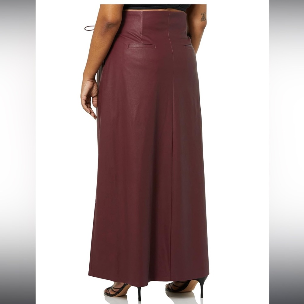 TEREA Women's Liv Vegan Leather Maxi Skirt XL Dark Cherry - Picture 6 of 7